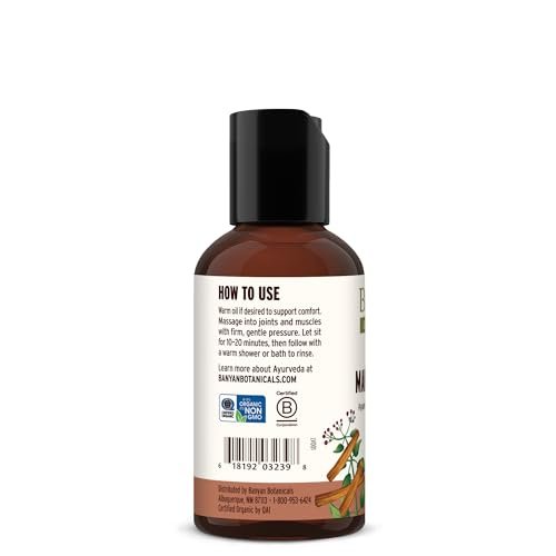Banyan Botanicals Mahanarayan Öl – 99% Bio Ayurvedisches Massageöl – Tiefenwirksames Kräuteröl zur Wärmung, Beruhigung und Linderung von Gelenken und Muskeln – 2 oz – Nicht-GMO, nachhaltig bezogenes Abhyanga-Öl