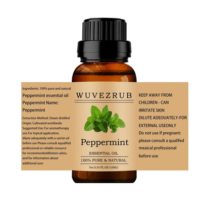 Wuvezrub Pfefferminz Ätherisches Öl 10 ml – 100 % reines und natürliches Öl für Aromatherapie-Diffuser
