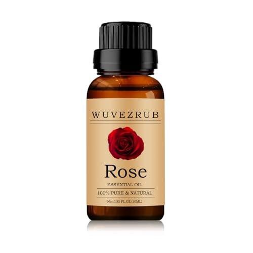 Wuvezrub Rosenöl 10ML – 100% reines und natürliches ätherisches Öl für Aromatherapie-Diffuser (0,33 Fl Oz)