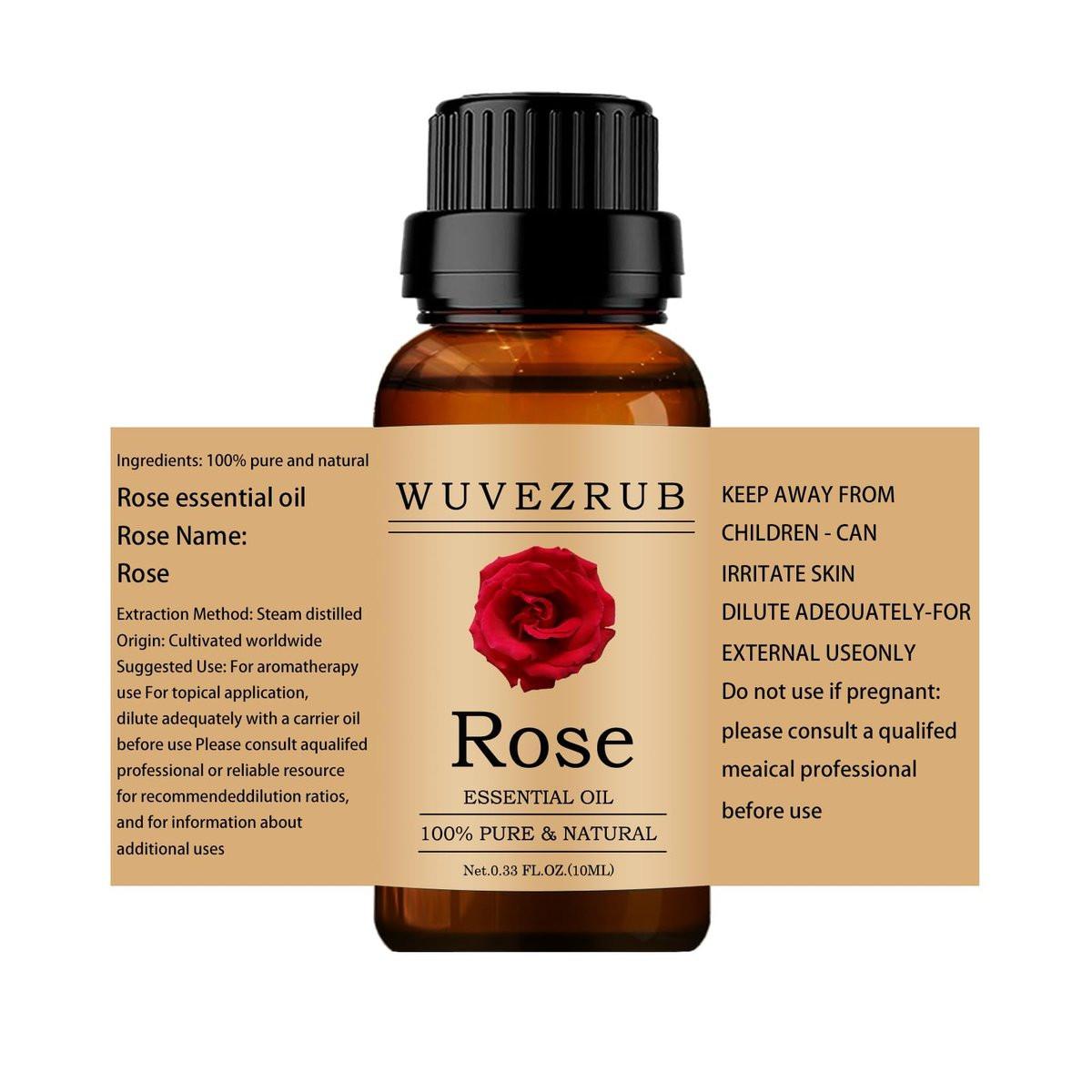 Wuvezrub Rosenöl 10ML – 100% reines und natürliches ätherisches Öl für Aromatherapie-Diffuser (0,33 Fl Oz)