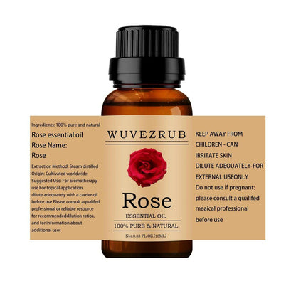 Wuvezrub Rosenöl 10ML – 100% reines und natürliches ätherisches Öl für Aromatherapie-Diffuser (0,33 Fl Oz)