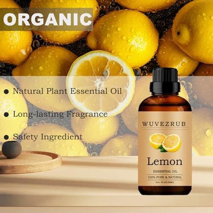 Wuvezrub Zitronen-ätherisches Öl, 30 ml - 100% rein & natürlich für Aromatherapie-Diffusor