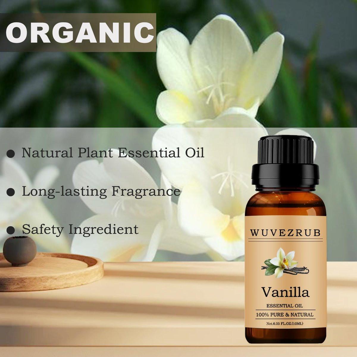 Wuvezrub Vanille Ätherisches Öl 10 ml – 100 % reines und natürliches Aromaöl für Diffuser (0,33 Fl Oz)