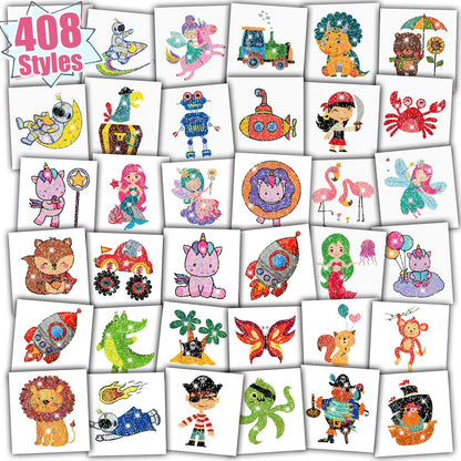 Partywind 408 Glitzer-Tattoos für Kinder – Individuell verpackte Tattoo-Sticker für Kindergeburtstage, Goodie Bags und Spiele