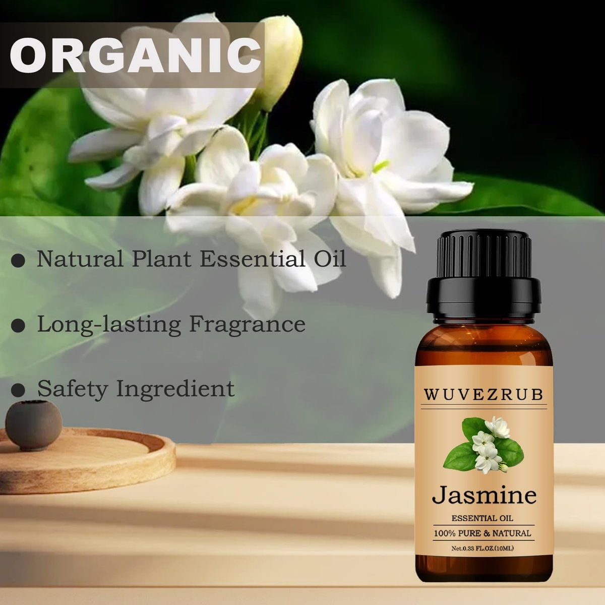 Jasmin ätherisches Öl 10ml – 100% rein und natürlich für Aromatherapie Diffuser