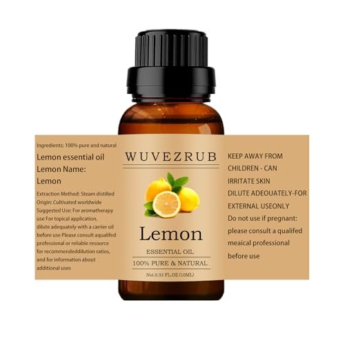 Zitronen-Ätherisches Öl 10 ml – 100 % rein und natürlich für Aromatherapie-Diffuser – 0,33 Fl Oz