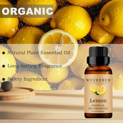 Zitronen-Ätherisches Öl 10 ml – 100 % rein und natürlich für Aromatherapie-Diffuser – 0,33 Fl Oz