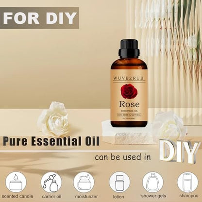 Wuvezrub Rosen-Essentialöl 30 ml – Reines und natürliches Öl für Aromatherapie-Diffuser
