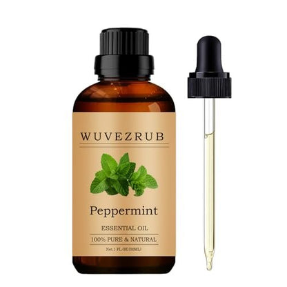Wuvezrub Pfefferminz-Öl, 30 ml – 100 % reines und natürliches ätherisches Pfefferminzöl für Aromatherapie-Diffuser