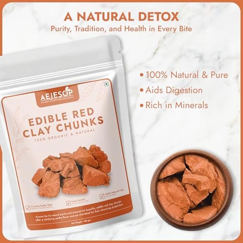 AEJESOP Rote Tonerde, essbare Tonerde-Stücke, natürlich zum Verzehr (Lebensmittelqualität), 100g (3,5 oz)
