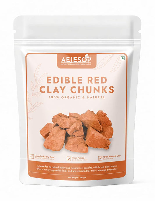 AEJESOP Rote Tonerde, essbare Tonerde-Stücke, natürlich zum Verzehr (Lebensmittelqualität), 100g (3,5 oz)