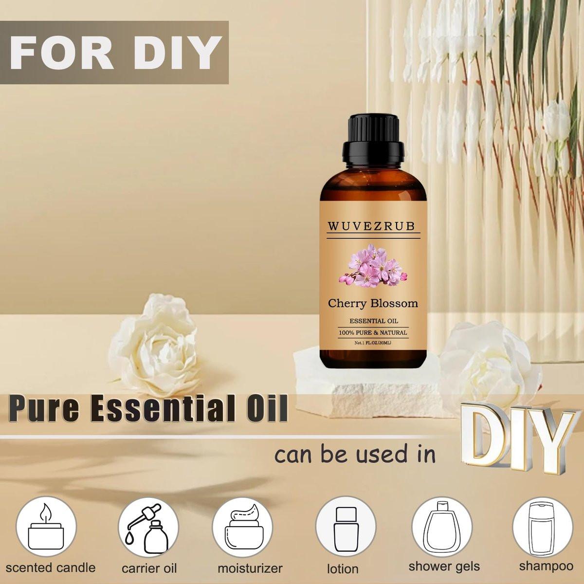 Wuvezrub Kirschblüten-Öl, 30 ml - 100% reines und natürliches ätherisches Öl für Aromatherapie-Diffuser