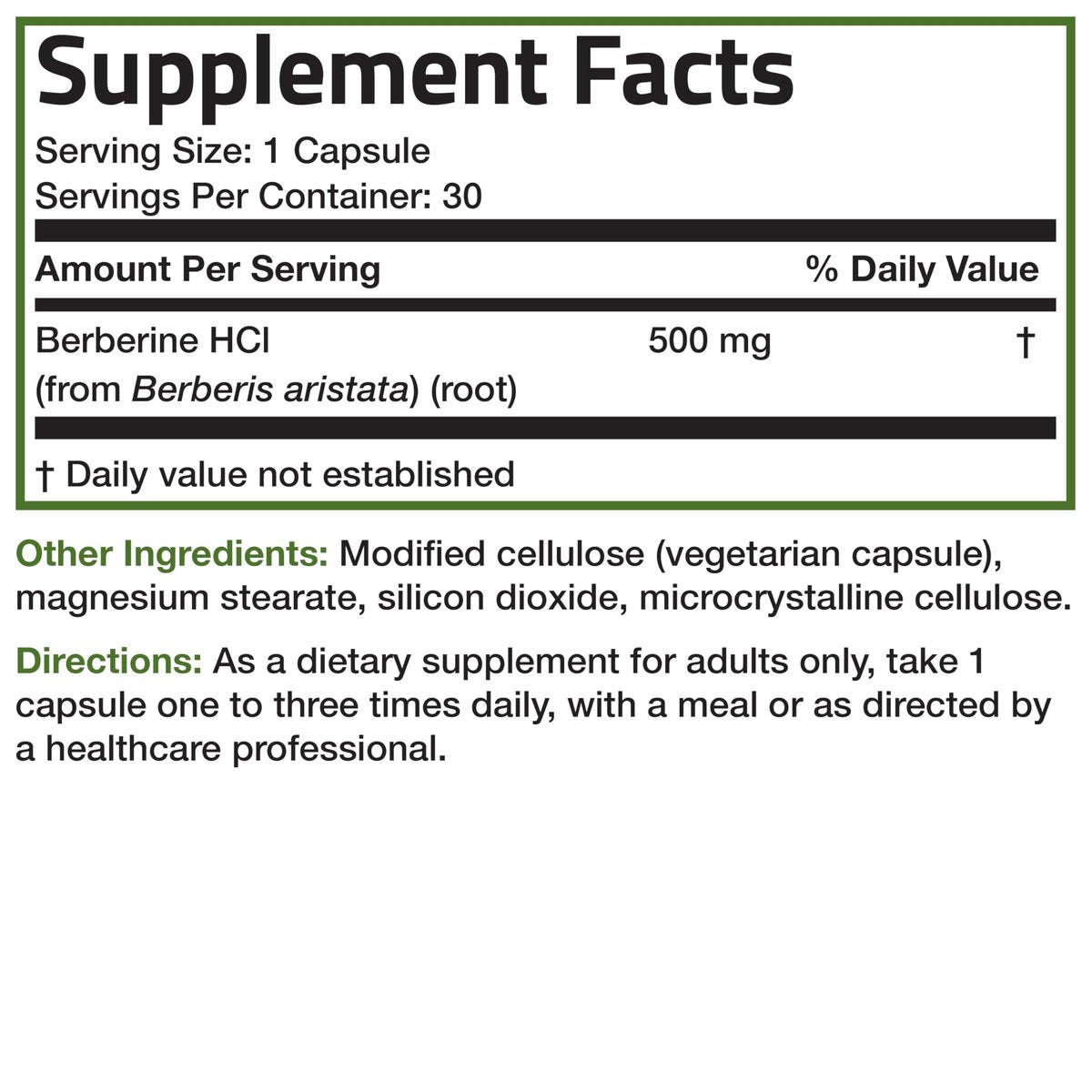 Bronson Berberin als Berberin HCI Berberis Aristata 500mg pro vegetarische Kapsel - 30 Kapseln, Nicht-GVO