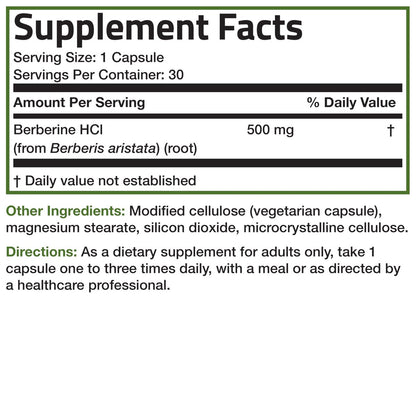 Bronson Berberin als Berberin HCI Berberis Aristata 500mg pro vegetarische Kapsel - 30 Kapseln, Nicht-GVO