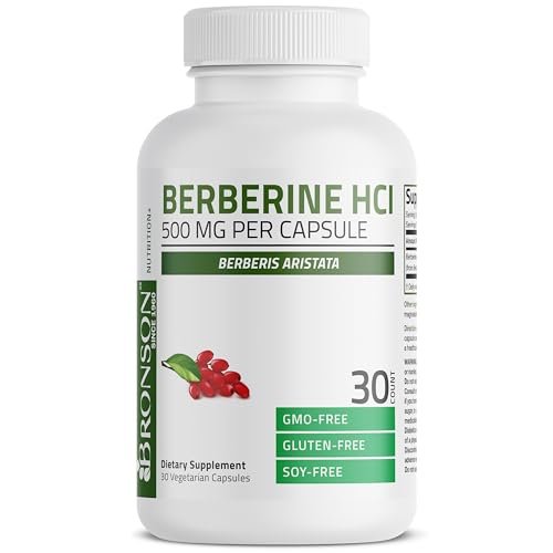 Bronson Berberin als Berberin HCI Berberis Aristata 500mg pro vegetarische Kapsel - 30 Kapseln, Nicht-GVO