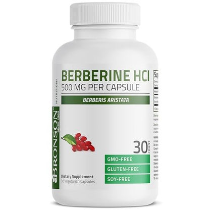Bronson Berberin als Berberin HCI Berberis Aristata 500mg pro vegetarische Kapsel - 30 Kapseln, Nicht-GVO