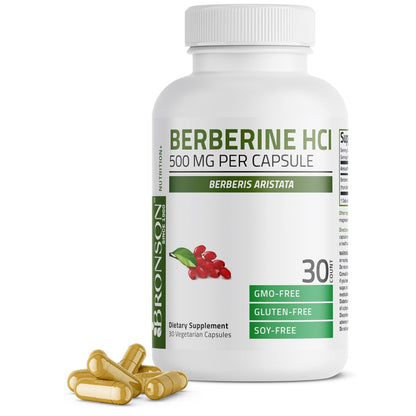 Bronson Berberin als Berberin HCI Berberis Aristata 500mg pro vegetarische Kapsel - 30 Kapseln, Nicht-GVO