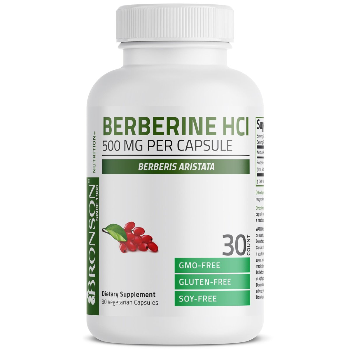 Bronson Berberin als Berberin HCI Berberis Aristata 500mg pro vegetarische Kapsel - 30 Kapseln, Nicht-GVO