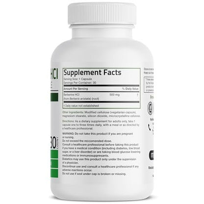 Bronson Berberin als Berberin HCI Berberis Aristata 500mg pro vegetarische Kapsel - 30 Kapseln, Nicht-GVO