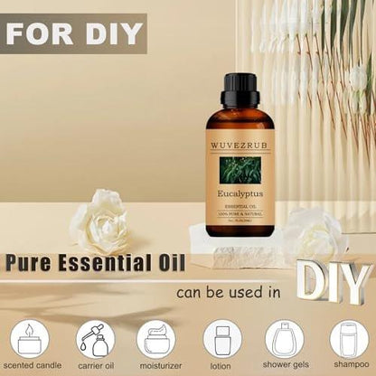 Wuvezrub Eukalyptus-Öl, 30 ml – 100 % rein und natürlich, für Aromatherapie-Diffuser, Hautpflege und Erkältungsbeschwerden