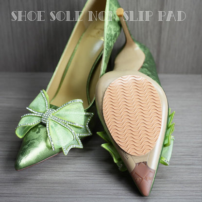 UNIKSTEP 6 Paar (12 Stück) Anti-Rutsch-Pads für Schuhsohlen, selbstklebende Gummigriffe, Vorder- und Fersenschutz, geräuschdämpfend (Khaki mit Wellenmuster)