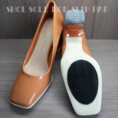 UNIKSTEP 6 Paar (12 Stück) Anti-Rutsch-Pads für Schuhsohlen, selbstklebende Gummigriffe, Geräuschreduzierung und Sohlenschutz für Vorder- und Fersenbereich (Schwarz mit Wellenmuster)