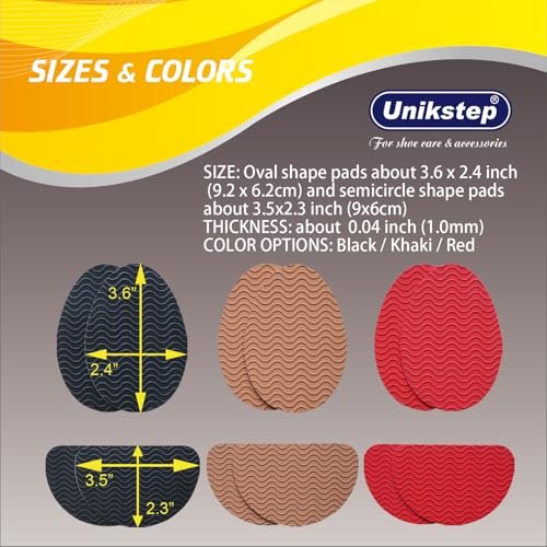 UNIKSTEP 6 Paar (12 Stück) Anti-Rutsch-Pads für Schuhsohlen, selbstklebende Gummigriffe, Geräuschreduzierung und Sohlenschutz für Vorder- und Fersenbereich (Schwarz mit Wellenmuster)