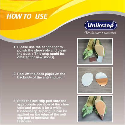 UNIKSTEP 6 Paar (12 Stück) Anti-Rutsch-Pads für Schuhsohlen, selbstklebende Gummigriffe, Geräuschreduzierung und Sohlenschutz für Vorder- und Fersenbereich (Schwarz mit Wellenmuster)