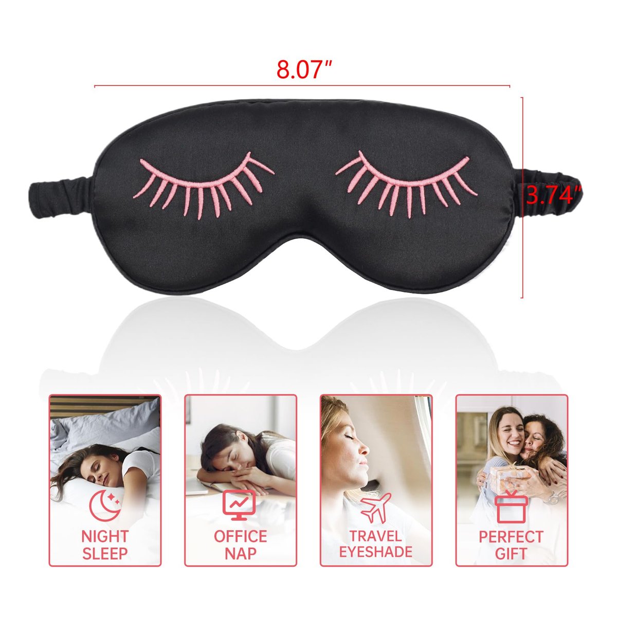 4er-Pack Seidenweiche Schlafmaske – Lustige Satin-Augenmaske für erholsamen Schlaf, verstellbarer elastischer Riemen, geeignet für Männer und Frauen