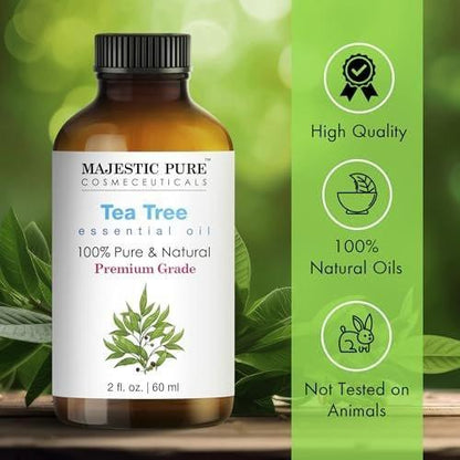 Majestic Pure Teebaumöl 100% rein & natürlich – 60 ml mit Pipette – Für Diffuser, Aromatherapie, Seifen- & Kerzenherstellung