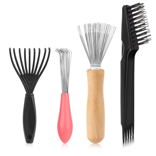 Haarbürsten-Reinigungswerkzeug-Set, 4-teiliges Set zum Entfernen von Haaren und Staub, für den Heim- und Salongebrauch