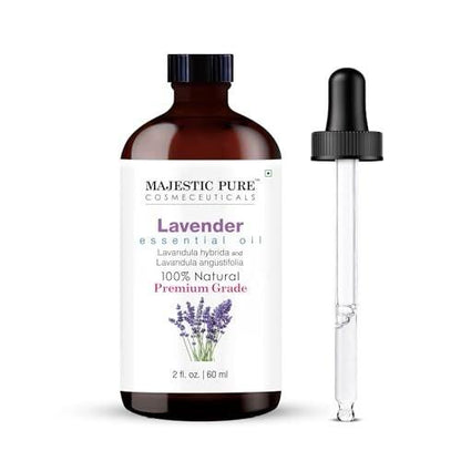 Majestic Pure Lavendel Öl 100% rein und natürlich - 2 Fl Oz mit Pipette - Ätherisches Öl für Diffuser, Aromatherapie, Seifen- und Kerzenherstellung