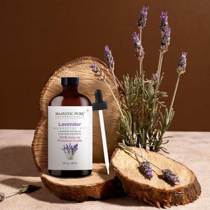 Majestic Pure Lavendel Öl 100% rein und natürlich - 2 Fl Oz mit Pipette - Ätherisches Öl für Diffuser, Aromatherapie, Seifen- und Kerzenherstellung