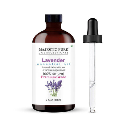 Majestic Pure Lavendel Öl 100% rein und natürlich - 2 Fl Oz mit Pipette - Ätherisches Öl für Diffuser, Aromatherapie, Seifen- und Kerzenherstellung