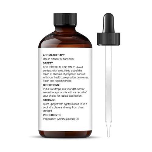 Majestic Pure Pfefferminzöl 100% rein und natürlich mit Glaspipette – 60 ml Ätherisches Öl für Diffuser, Aromatherapie, Seifen- und Kerzenherstellung