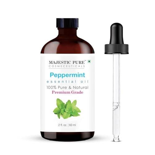 Majestic Pure Pfefferminzöl 100% rein und natürlich mit Glaspipette – 60 ml Ätherisches Öl für Diffuser, Aromatherapie, Seifen- und Kerzenherstellung
