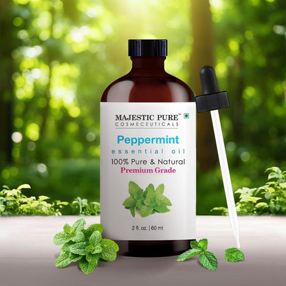 Majestic Pure Pfefferminzöl 100% rein und natürlich mit Glaspipette – 60 ml Ätherisches Öl für Diffuser, Aromatherapie, Seifen- und Kerzenherstellung