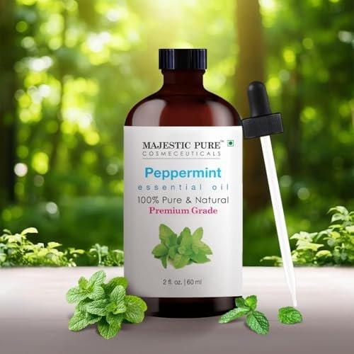 Majestic Pure Pfefferminzöl 100% rein und natürlich mit Glaspipette – 60 ml Ätherisches Öl für Diffuser, Aromatherapie, Seifen- und Kerzenherstellung