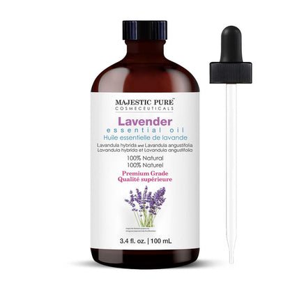 Majestic Pure Lavendel Ätherisches Öl mit Glaspipette - 100% rein und natürlich - Ätherische Öle für Diffuser, Aromatherapie, Seifen- und Kerzenherstellung, 100 ml