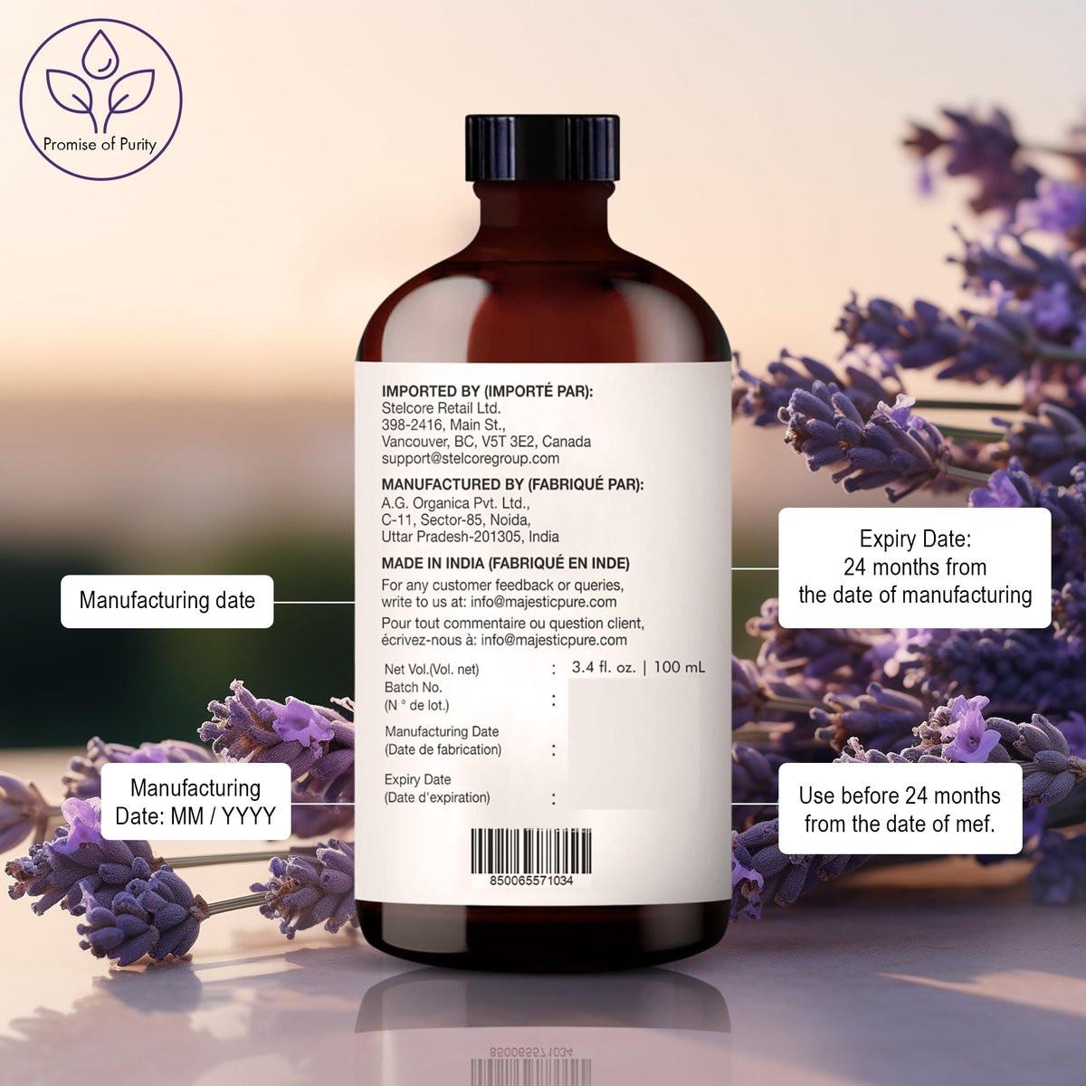 Majestic Pure Lavendel Ätherisches Öl mit Glaspipette - 100% rein und natürlich - Ätherische Öle für Diffuser, Aromatherapie, Seifen- und Kerzenherstellung, 100 ml