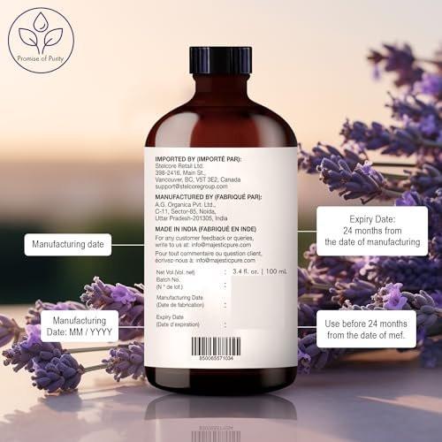 Majestic Pure Lavendel Ätherisches Öl mit Glaspipette - 100% rein und natürlich - Ätherische Öle für Diffuser, Aromatherapie, Seifen- und Kerzenherstellung, 100 ml