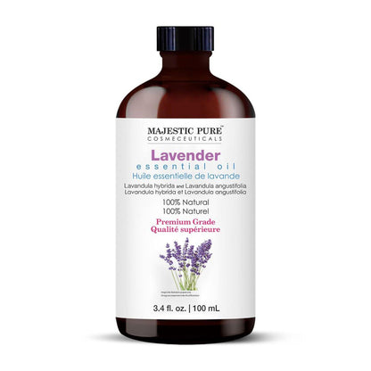 Majestic Pure Lavendel Ätherisches Öl mit Glaspipette - 100% rein und natürlich - Ätherische Öle für Diffuser, Aromatherapie, Seifen- und Kerzenherstellung, 100 ml