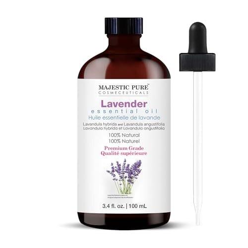 Majestic Pure Lavendel Ätherisches Öl mit Glaspipette - 100% rein und natürlich - Ätherische Öle für Diffuser, Aromatherapie, Seifen- und Kerzenherstellung, 100 ml