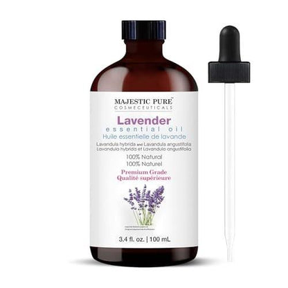 Majestic Pure Lavendel Ätherisches Öl mit Glaspipette - 100% rein und natürlich - Ätherische Öle für Diffuser, Aromatherapie, Seifen- und Kerzenherstellung, 100 ml