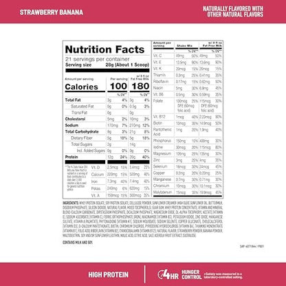 SlimFast High Protein Smoothie Mix Plus Fruchtpulver, Mahlzeitenersatz-Pulver mit Ballaststoffen und Vitamin C, 21 Portionen, 1,29 Pfund, Erdbeer-Banane (Verpackung kann variieren)