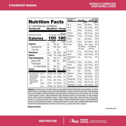 SlimFast High Protein Smoothie Mix Plus Fruchtpulver, Mahlzeitenersatz-Pulver mit Ballaststoffen und Vitamin C, 21 Portionen, 1,29 Pfund, Erdbeer-Banane (Verpackung kann variieren)