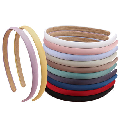 XIMA 12er-Pack Satin-Stirnbänder für Frauen und Mädchen – 10 mm schmale, rutschfeste Haarbänder aus weichem Stoff