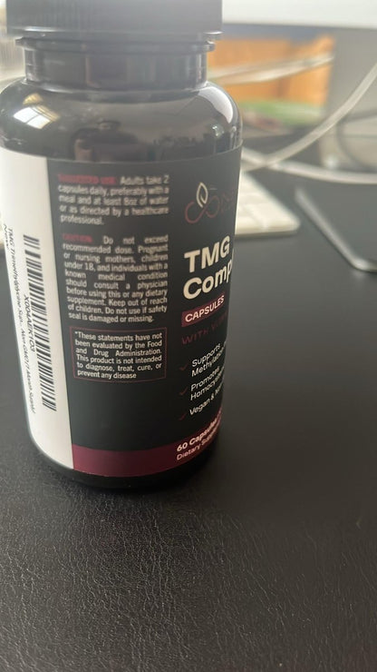 TMG Trimethylglycin Supplement mit Methyl-B-Komplex – 500 mg Betain TMG mit methylierten B-Vitamin-Co-Faktoren für Herz- und Leberunterstützung – Vegan &amp; Non-GMO (1 Monatsvorrat)