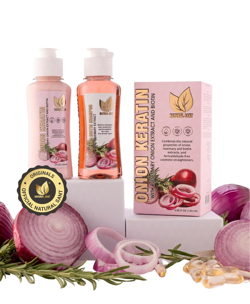 NATURAL SANT Onion Keratin DuoBox 120ml – Tiefenreparatur & Glättung für trockenes, geschädigtes Haar, Frizz-Kontrolle & Hitzeschutz mit Biotin & Rosmarin