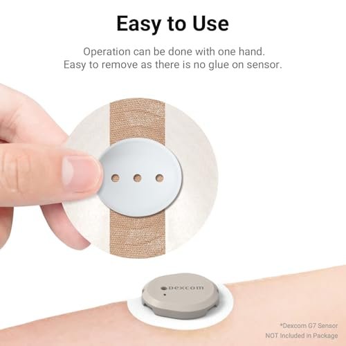KOVOQ - Wiederverwendbare Dexcom G7 Hardshell-Abdeckungen, 2er-Pack Zusatzabdeckungen reduzieren Kompressions-Lows, maßgeschneidert für Dexcom G7 und Stelo CGM-Sensoren (inkl. 4er-Pack Dexcom G7 und Stelo Klebepflaster)